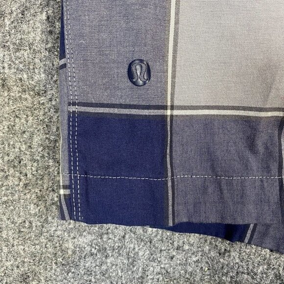 Lululemon Shorts 32 Blue Plaid Organic Cotton Stretch 8" in - Picture 9 of 9